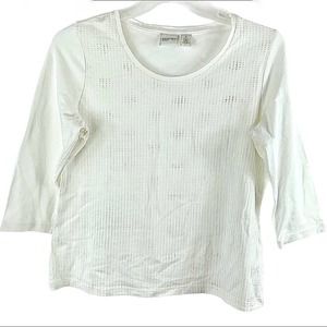 Women's Chico’s Zenergy White 3/4 Sleeved Top, Shiny Accents, Medium, (Chicos 1)
